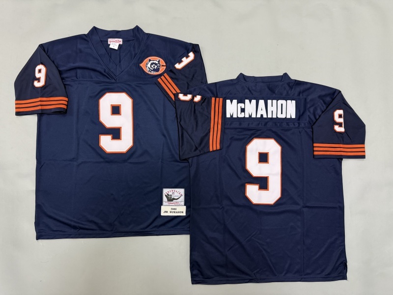 Men 2025 Nike Chicago Bears #9 Mcmahon Blue Throwback Limited NFL Jersey style 002